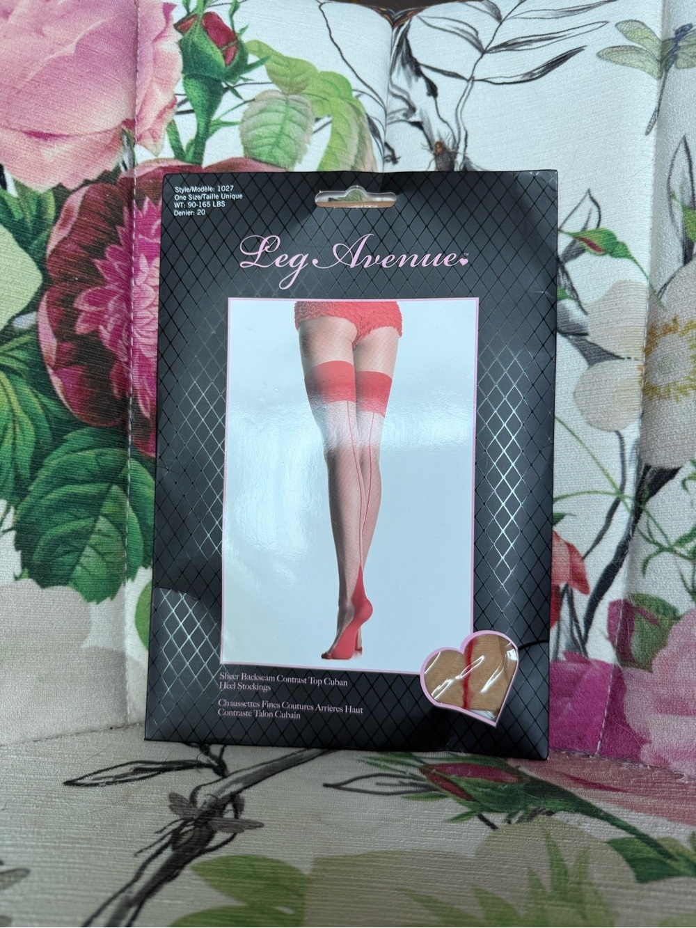 Leg Avenue 1027 Backseam Cuban Heel Thigh High Stockings Pink One Size NIP